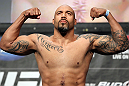 LAS VEGAS, NV - MAY 25:   Lavar Johnson makes weight during the UFC 146 official weigh in at the MGM Grand Garden Arena on May 25, 2012 in Las Vegas, Nevada.  (Photo by Josh Hedges/Zuffa LLC/Zuffa LLC via Getty Images)