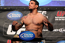 LAS VEGAS, NV - MAY 25:   Frank Mir makes weight ahead of his Heavyweight Championship bout against Junior dos Santos during the UFC 146 official weigh in at the MGM Grand Garden Arena on May 25, 2012 in Las Vegas, Nevada.  (Photo by Josh Hedges/Zuffa LLC/Zuffa LLC via Getty Images)