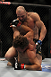 LAS VEGAS, NV - MAY 26:  Glover Teixeira (top) punches Kyle Kingsbury during a light heavyweight bout at UFC 146 at MGM Grand Garden Arena on May 26, 2012 in Las Vegas, Nevada.  (Photo by Josh Hedges/Zuffa LLC/Zuffa LLC via Getty Images)