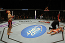 LAS VEGAS, NV - MAY 26:  Dan Hardy (L) reacts to his knockout victory over Duane Ludwig during a welterweight bout at UFC 146 at MGM Grand Garden Arena on May 26, 2012 in Las Vegas, Nevada.  (Photo by Donald Miralle/Zuffa LLC/Zuffa LLC via Getty Images)