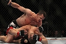 LAS VEGAS, NV - MAY 26:  CB Dollaway (top) punches Jason Miller during a middleweight bout at UFC 146 at MGM Grand Garden Arena on May 26, 2012 in Las Vegas, Nevada.  (Photo by Josh Hedges/Zuffa LLC/Zuffa LLC via Getty Images)