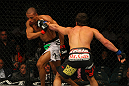 LAS VEGAS, NV - MAY 26:  Jamie Varner (R) punches Edson Barboza during a lightweight bout at UFC 146 at MGM Grand Garden Arena on May 26, 2012 in Las Vegas, Nevada.  (Photo by Donald Miralle/Zuffa LLC/Zuffa LLC via Getty Images)