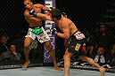LAS VEGAS, NV - MAY 26:  Jamie Varner (R) punches Edson Barboza during a lightweight bout at UFC 146 at MGM Grand Garden Arena on May 26, 2012 in Las Vegas, Nevada.  (Photo by Donald Miralle/Zuffa LLC/Zuffa LLC via Getty Images)