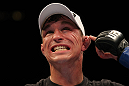 LAS VEGAS, NV - MAY 26:  Darren Elkins point to his ear during a featherweight bout at UFC 146 at MGM Grand Garden Arena on May 26, 2012 in Las Vegas, Nevada.  (Photo by Donald Miralle/Zuffa LLC/Zuffa LLC via Getty Images)