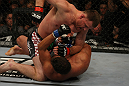 LAS VEGAS, NV - MAY 26:  Stipe Miocic (top) punches Shane Del Rosario during a heavyweight bout at UFC 146 at MGM Grand Garden Arena on May 26, 2012 in Las Vegas, Nevada.  (Photo by Donald Miralle/Zuffa LLC/Zuffa LLC via Getty Images)