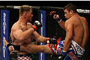 LAS VEGAS, NV - MAY 26:  Shane Del Rosario (R) kicks Stipe Miocic during a heavyweight bout at UFC 146 at MGM Grand Garden Arena on May 26, 2012 in Las Vegas, Nevada.  (Photo by Donald Miralle/Zuffa LLC/Zuffa LLC via Getty Images)