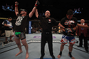 LAS VEGAS, NV - MAY 26:  Stipe Miocic (L) is declared the winner in his fight against Shane Del Rosario (R) during a heavyweight bout at UFC 146 at MGM Grand Garden Arena on May 26, 2012 in Las Vegas, Nevada.  (Photo by Donald Miralle/Zuffa LLC/Zuffa LLC via Getty Images)