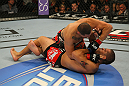 LAS VEGAS, NV - MAY 26:  Cain Velasquez (top) elbows Antonio Silva during a heavyweight bout at UFC 146 at MGM Grand Garden Arena on May 26, 2012 in Las Vegas, Nevada.  (Photo by Donald Miralle/Zuffa LLC/Zuffa LLC via Getty Images)