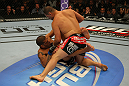 LAS VEGAS, NV - MAY 26:  Cain Velasquez (top) punches Antonio Silva during a heavyweight bout at UFC 146 at MGM Grand Garden Arena on May 26, 2012 in Las Vegas, Nevada.  (Photo by Donald Miralle/Zuffa LLC/Zuffa LLC via Getty Images)