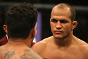 LAS VEGAS, NV - MAY 26:  Junior dos Santos (R) faces off with Frank Mir before the Heavyweight Championship bout at UFC 146 at MGM Grand Garden Arena on May 26, 2012 in Las Vegas, Nevada. (Photo by Donald Miralle/Zuffa LLC/Zuffa LLC via Getty Images)