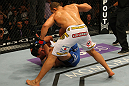 LAS VEGAS, NV - MAY 26:  Junior dos Santos (R) punches Frank Mir during the Heavyweight Championship bout at UFC 146 at MGM Grand Garden Arena on May 26, 2012 in Las Vegas, Nevada. (Photo by Donald Miralle/Zuffa LLC/Zuffa LLC via Getty Images)
