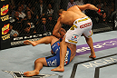 LAS VEGAS, NV - MAY 26:  Junior dos Santos (R) punches Frank Mir during the Heavyweight Championship bout at UFC 146 at MGM Grand Garden Arena on May 26, 2012 in Las Vegas, Nevada. (Photo by Donald Miralle/Zuffa LLC/Zuffa LLC via Getty Images)