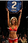 LAS VEGAS, NV - MAY 26: UFC Octagon Girl Brittney Palmer introduces round three during a featherweight bout at UFC 146 at MGM Grand Garden Arena on May 26, 2012 in Las Vegas, Nevada. (Photo by Josh Hedges/Zuffa LLC/Zuffa LLC via Getty Images)