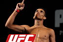 LAS VEGAS, NV - MAY 31:   Charles Oliveira makes weight during The Ultimate Fighter Live weigh in at the Palms Casino Resort on May 31, 2012 in Las Vegas, Nevada.  (Photo by Josh Hedges/Zuffa LLC/Zuffa LLC via Getty Images)  *** Local Caption *** Charles Oliveira