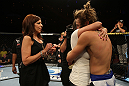 LAS VEGAS, NV - JUNE 01:   Michael Chiesa (right) embraces his sister during The Ultimate Fighter Live Finale at the Pearl Theater at the Palms Casino Resort on June 1, 2012 in Las Vegas, Nevada.  (Photo by Josh Hedges/Zuffa LLC/Zuffa LLC via Getty Images)  *** Local Caption *** Michael Chiesa