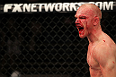 LAS VEGAS, NV - JUNE 01:   Martin Kampmann reacts to his knockout victory in a Welterweight bout against Jake Ellenberger during The Ultimate Fighter Live Finale at the Pearl Theater at the Palms Casino Resort on June 1, 2012 in Las Vegas, Nevada.  (Photo by Josh Hedges/Zuffa LLC/Zuffa LLC via Getty Images)  *** Local Caption *** Martin Kampmann