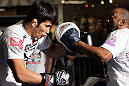 SUNRISE, FL - JUNE 06:   Erick Silva works out for fans and media during the UFC open workouts at Sawgrass Mills Mall on June 6, 2012 in Sunrise, Florida.  (Photo by Josh Hedges/Zuffa LLC/Zuffa LLC via Getty Images)