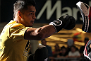 SUNRISE, FL - JUNE 06:   Leonard Garcia works out for fans and media during the UFC open workouts at Sawgrass Mills Mall on June 6, 2012 in Sunrise, Florida.  (Photo by Josh Hedges/Zuffa LLC/Zuffa LLC via Getty Images)