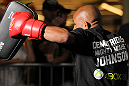 SUNRISE, FL - JUNE 06:   Demetrious Johnson works out for fans and media during the UFC open workouts at Sawgrass Mills Mall on June 6, 2012 in Sunrise, Florida.  (Photo by Josh Hedges/Zuffa LLC/Zuffa LLC via Getty Images)