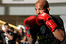 SUNRISE, FL - JUNE 06:   Demetrious Johnson works out for fans and media during the UFC open workouts at Sawgrass Mills Mall on June 6, 2012 in Sunrise, Florida.  (Photo by Josh Hedges/Zuffa LLC/Zuffa LLC via Getty Images)