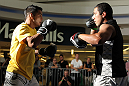 SUNRISE, FL - JUNE 06:   Leonard Garcia works out for fans and media during the UFC open workouts at Sawgrass Mills Mall on June 6, 2012 in Sunrise, Florida.  (Photo by Josh Hedges/Zuffa LLC/Zuffa LLC via Getty Images)