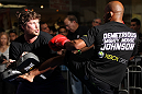 SUNRISE, FL - JUNE 06:   Demetrious Johnson works out for fans and media during the UFC open workouts at Sawgrass Mills Mall on June 6, 2012 in Sunrise, Florida.  (Photo by Josh Hedges/Zuffa LLC/Zuffa LLC via Getty Images)