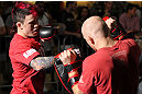 SUNRISE, FL - JUNE 06:   Scott Jorgensen works out for fans and media during the UFC open workouts at Sawgrass Mills Mall on June 6, 2012 in Sunrise, Florida.  (Photo by Josh Hedges/Zuffa LLC/Zuffa LLC via Getty Images)