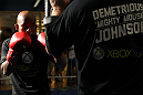 SUNRISE, FL - JUNE 06:   Demetrious Johnson works out for fans and media during the UFC open workouts at Sawgrass Mills Mall on June 6, 2012 in Sunrise, Florida.  (Photo by Josh Hedges/Zuffa LLC/Zuffa LLC via Getty Images)