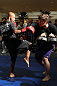 SUNRISE, FL - JUNE 06:   Demetrious Johnson works out for fans and media during the UFC open workouts at Sawgrass Mills Mall on June 6, 2012 in Sunrise, Florida.  (Photo by Josh Hedges/Zuffa LLC/Zuffa LLC via Getty Images)