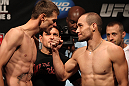 SUNRISE, FL - JUNE 07:   (L-R) Opponents Tim Means and Justin Salas face off after making weight during the UFC on FX 3 official weigh in at Bank Atlantic Center on June 7, 2012 in Sunrise, Florida.  (Photo by Josh Hedges/Zuffa LLC/Zuffa LLC via Getty Images)