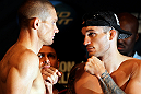 SUNRISE, FL - JUNE 07:   (L-R) Welterweight opponents Seth Baczynski and Lance Benoist face off after making weight during the UFC on FX 3 official weigh in at Bank Atlantic Center on June 7, 2012 in Sunrise, Florida.  (Photo by Josh Hedges/Zuffa LLC/Zuffa LLC via Getty Images)