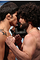 UNRISE, FL - JUNE 07:   (L-R) Welterweight opponents Erick Silva and Charlie Brenneman face off after making weight during the UFC on FX 3 official weigh in at Bank Atlantic Center on June 7, 2012 in Sunrise, Florida.  (Photo by Josh Hedges/Zuffa LLC/Zuffa LLC via Getty Images)