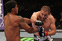 SUNRISE, FL - JUNE 08:   (R-L) Mike Pierce punches Carlos Eduardo Rocha in a Welterweight bout during the UFC on FX 3 event at Bank Atlantic Center on June 8, 2012 in Sunrise, Florida.  (Photo by Josh Hedges/Zuffa LLC/Zuffa LLC via Getty Images)