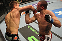 SUNRISE, FL - JUNE 08:   (L-R) Mike Pyle knocks out Josh Neer with a punch in a Welterweight bout during the UFC on FX 3 event at Bank Atlantic Center on June 8, 2012 in Sunrise, Florida.  (Photo by Josh Hedges/Zuffa LLC/Zuffa LLC via Getty Images)
