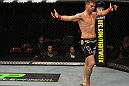 SUNRISE, FL - JUNE 08:   Mike Pyle celebrates after knocking out Josh Neer in a Welterweight bout during the UFC on FX 3 event at Bank Atlantic Center on June 8, 2012 in Sunrise, Florida.  (Photo by Josh Hedges/Zuffa LLC/Zuffa LLC via Getty Images)