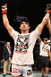 SUNRISE, FL - JUNE 08:   Erick Silva reacts after defeating Charlie Brenneman by submission in a Welterweight bout during the UFC on FX 3 event at Bank Atlantic Center on June 8, 2012 in Sunrise, Florida.  (Photo by Josh Hedges/Zuffa LLC/Zuffa LLC via Getty Images)