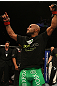 SUNRISE, FL - JUNE 08:   Demetrious Johnson reacts after defeating Ian McCall by decision in a Flyweight bout during the UFC on FX 3 event at Bank Atlantic Center on June 8, 2012 in Sunrise, Florida.  (Photo by Josh Hedges/Zuffa LLC/Zuffa LLC via Getty Images)