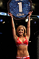 SUNRISE, FL - JUNE 08:   UFC Octagon Girl Brittney Palmer introduces round one before the Pague v Papazian bout during the UFC on FX 3 event at Bank Atlantic Center on June 8, 2012 in Sunrise, Florida.  (Photo by Josh Hedges/Zuffa LLC/Zuffa LLC via Getty Images)
