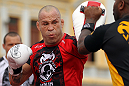 BELO HORIZONTE, BRAZIL - JUNE 20:   Wanderlei Silva works out for the fans and media during the UFC 147 open workouts at Praca da Estacao on June 20, 2012 in Belo Horizonte, Brazil.  (Photo by Josh Hedges/Zuffa LLC/Zuffa LLC via Getty Images)