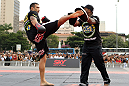 BELO HORIZONTE, BRAZIL - JUNE 20:   Fabricio Werdum works out for the fans and media during the UFC 147 open workouts at Praca da Estacao on June 20, 2012 in Belo Horizonte, Brazil.  (Photo by Josh Hedges/Zuffa LLC/Zuffa LLC via Getty Images)