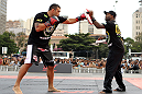 BELO HORIZONTE, BRAZIL - JUNE 20:   Fabricio Werdum works out for the fans and media during the UFC 147 open workouts at Praca da Estacao on June 20, 2012 in Belo Horizonte, Brazil.  (Photo by Josh Hedges/Zuffa LLC/Zuffa LLC via Getty Images)