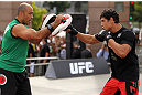 BELO HORIZONTE, BRAZIL - JUNE 20:   Cezar Ferreira works out for the fans and media during the UFC 147 open workouts at Praca da Estacao on June 20, 2012 in Belo Horizonte, Brazil.  (Photo by Josh Hedges/Zuffa LLC/Zuffa LLC via Getty Images)