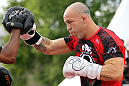 BELO HORIZONTE, BRAZIL - JUNE 20:   Wanderlei Silva works out for the fans and media during the UFC 147 open workouts at Praca da Estacao on June 20, 2012 in Belo Horizonte, Brazil.  (Photo by Josh Hedges/Zuffa LLC/Zuffa LLC via Getty Images)