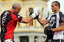 BELO HORIZONTE, BRAZIL - JUNE 20:   Wanderlei Silva works out for the fans and media during the UFC 147 open workouts at Praca da Estacao on June 20, 2012 in Belo Horizonte, Brazil.  (Photo by Josh Hedges/Zuffa LLC/Zuffa LLC via Getty Images)