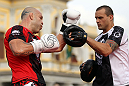 BELO HORIZONTE, BRAZIL - JUNE 20:   Wanderlei Silva works out for the fans and media during the UFC 147 open workouts at Praca da Estacao on June 20, 2012 in Belo Horizonte, Brazil.  (Photo by Josh Hedges/Zuffa LLC/Zuffa LLC via Getty Images)