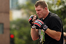 BELO HORIZONTE, BRAZIL - JUNE 20:   Mike Russow works out for the fans and media during the UFC 147 open workouts at Praca da Estacao on June 20, 2012 in Belo Horizonte, Brazil.  (Photo by Josh Hedges/Zuffa LLC/Zuffa LLC via Getty Images)