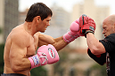 BELO HORIZONTE, BRAZIL - JUNE 20:   Rich Franklin works out for the fans and media during the UFC 147 open workouts at Praca da Estacao on June 20, 2012 in Belo Horizonte, Brazil.  (Photo by Josh Hedges/Zuffa LLC/Zuffa LLC via Getty Images)