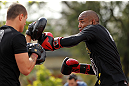 BELO HORIZONTE, BRAZIL - JUNE 20:   Sergio Moraes works out for the fans and media during the UFC 147 open workouts at Praca da Estacao on June 20, 2012 in Belo Horizonte, Brazil.  (Photo by Josh Hedges/Zuffa LLC/Zuffa LLC via Getty Images)