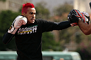 BELO HORIZONTE, BRAZIL - JUNE 20:   Godofredo Pepey works out for the fans and media during the UFC 147 open workouts at Praca da Estacao on June 20, 2012 in Belo Horizonte, Brazil.  (Photo by Josh Hedges/Zuffa LLC/Zuffa LLC via Getty Images)