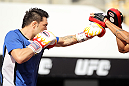 BELO HORIZONTE, BRAZIL - JUNE 20:   Rony Mariano Bezerra works out for the fans and media during the UFC 147 open workouts at Praca da Estacao on June 20, 2012 in Belo Horizonte, Brazil.  (Photo by Josh Hedges/Zuffa LLC/Zuffa LLC via Getty Images)